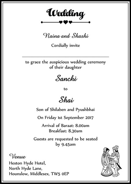 Interfaith wedding invitation wording 12 - Parekh Cards